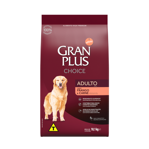00324 Gran Plus CHOICE Cão Adulto Frango e Carne 10,1kg FRONTAL