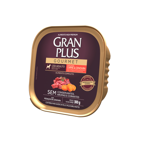 030716 GRAN PLUS Patê Cão Adulto Sabor Carne e Cenoura 300g FRENTE